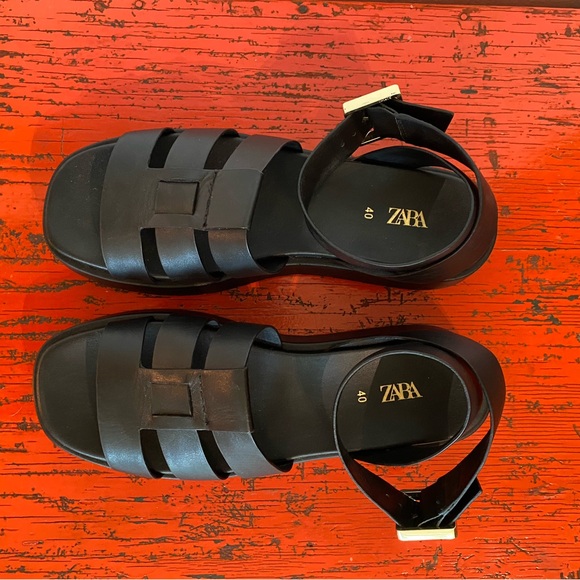 🖤HP🖤 Authentic Leather Zara Platform Chunky Fisherman Sandals US 9 EU 40 - Picture 10 of 12